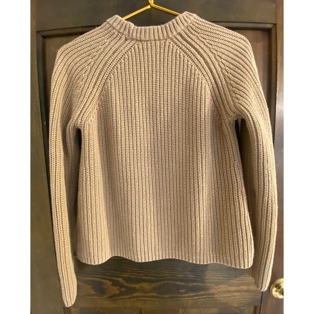Quince Organic Cotton Fisherman Sweater Tan Camel‎ Ribbed Crewneck XS - Picture 3 of 7
